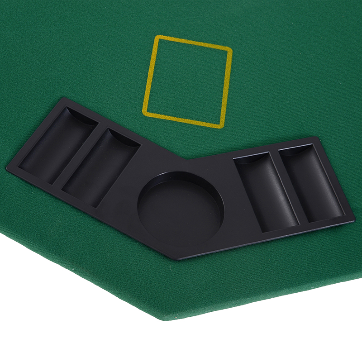 HOMCOM 8 Player Folding Poker Table with Chip Trays & Cup Holder – Green Felt Top Card Games Table, Steel Legs