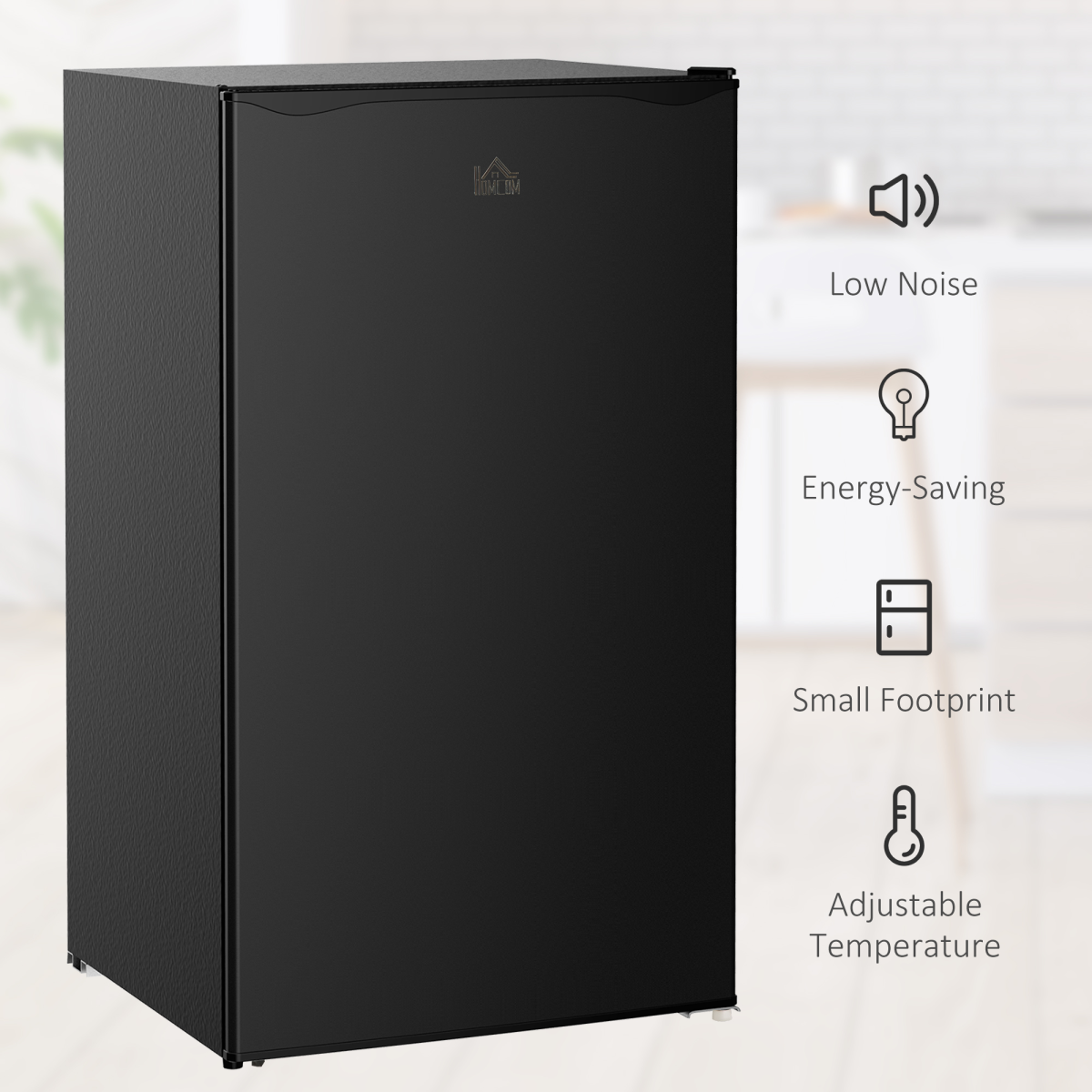 HOMCOM 91L Under Counter Fridge with Chiller Box & Reversible Door – Freestanding Kitchen Cooling, Black