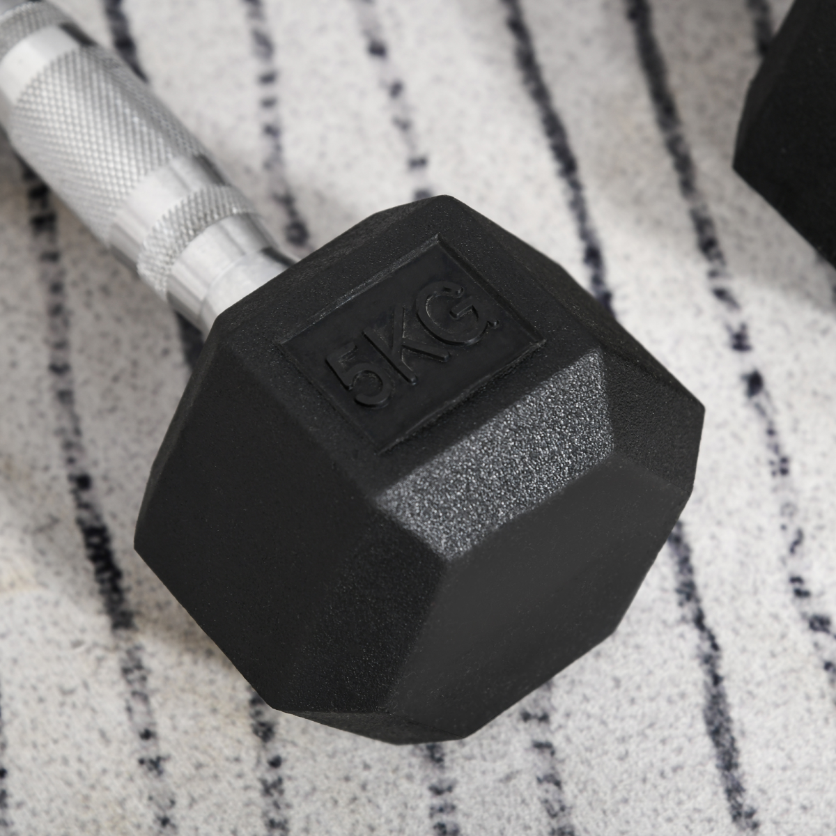 HOMCOM Hexagonal Dumbbell Set, 2 x 5kg with Knurled Handles – Anti-Roll Hand Weights for Home Gym Training
