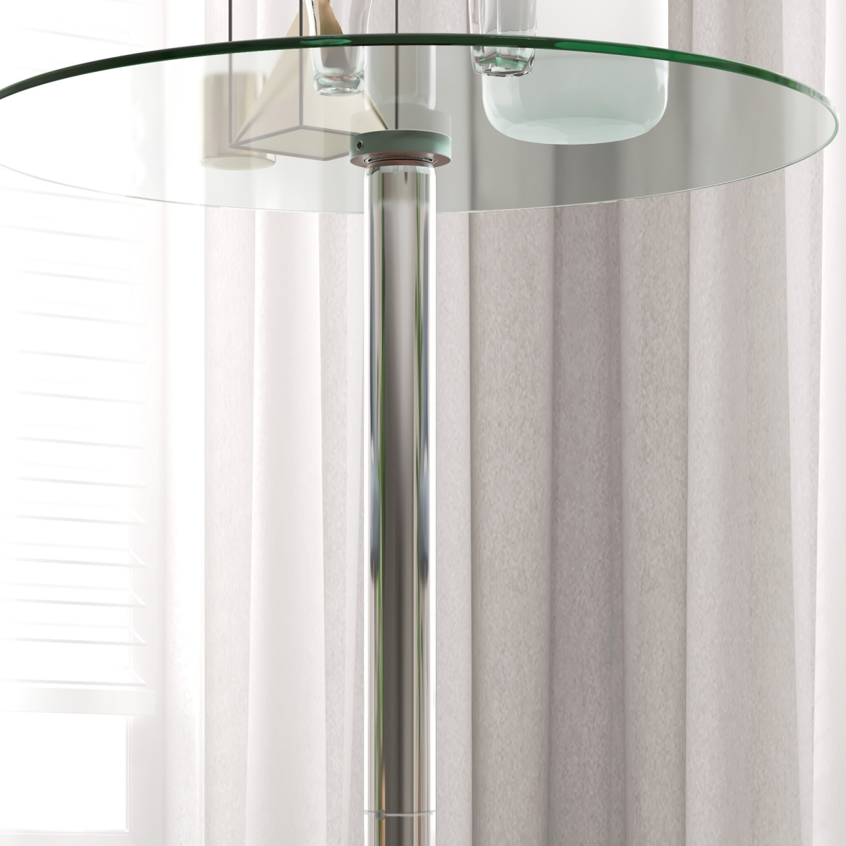 HOMCOM Round Glass Top Bar Table for 2 with Metal Base – Modern Pub-Style Kitchen Table