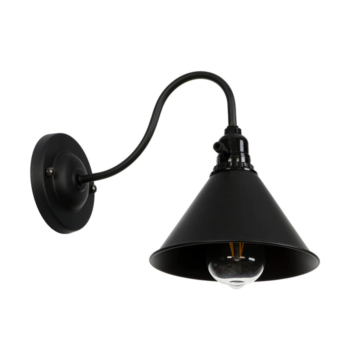 LEDSone Black Cone Industrial Cage Wall Light – Rustic Iron Wall Lamp with E27 Holder