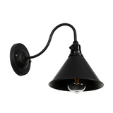 LEDSone Black Cone Industrial Cage Wall Light – Rustic Iron Wall Lamp with E27 Holder