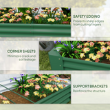 Outsunny Galvanised Steel Raised Garden Bed, 180 x 90 x 30cm – Open-Bottom Planter for Vegetables, Green
