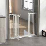 PawHut Adjustable Safety Gate with 2 Extensions and 4 Screws – Pet Gate for Doors and Stairs, White