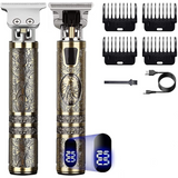 Cordless Hair Clippers & Beard Trimmer Kit with LCD Display, T-Blade and 4 Guide Combs – USB Rechargeable Men's Grooming