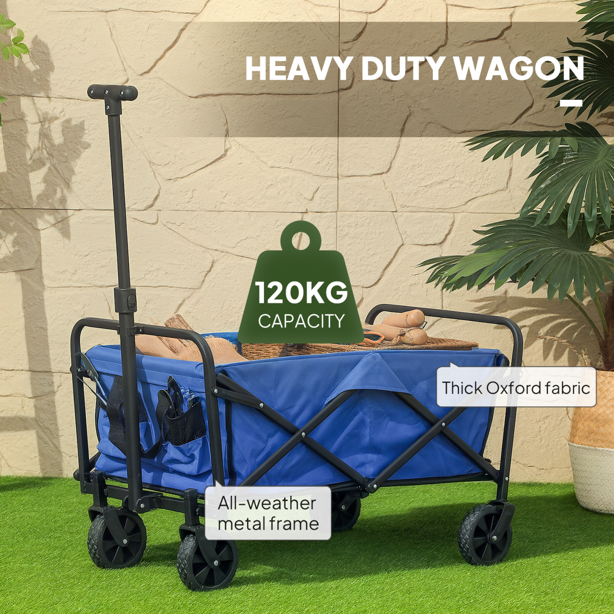 Folding Hand Truck Trolley with 62L Cargo Bag – 120kg Capacity, Shopping & Moving