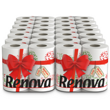 Renova Christmas Toilet Rolls 4 Pack – Festive Illustrated Soft White Tissue, 160 Sheets per Roll