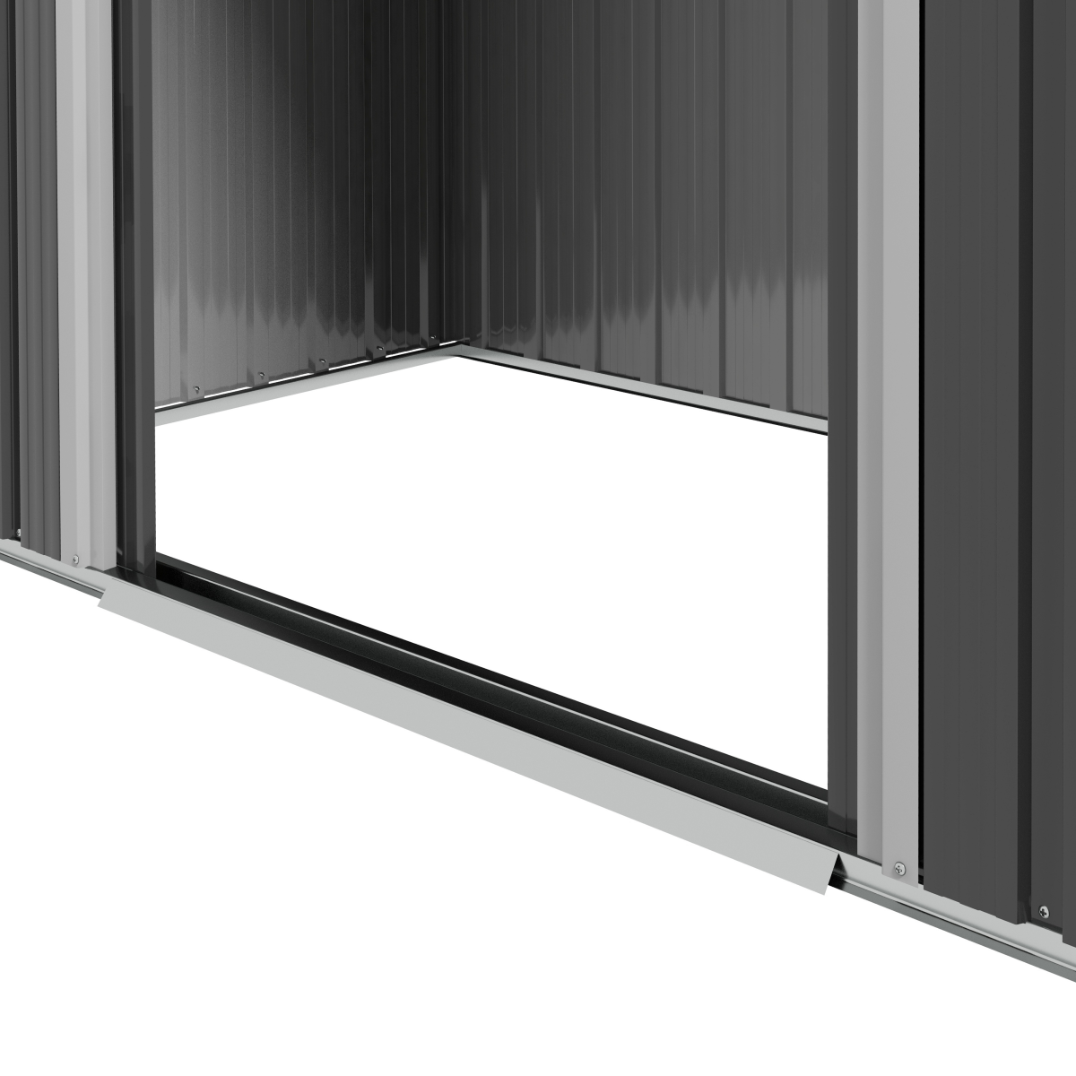 Outsunny 6.5 x 3.5ft Galvanised Steel Garden Shed with Double Sliding Doors and Vents – Outdoor Storage, Dark Grey