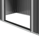 Outsunny 6.5 x 3.5ft Galvanised Steel Garden Shed with Double Sliding Doors and Vents – Outdoor Storage, Dark Grey