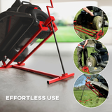 HOMCOM Foldable Ride-On Lawn Mower Lift, 400kg Capacity – Telescopic Maintenance Jack for Mowers & ATVs, Red
