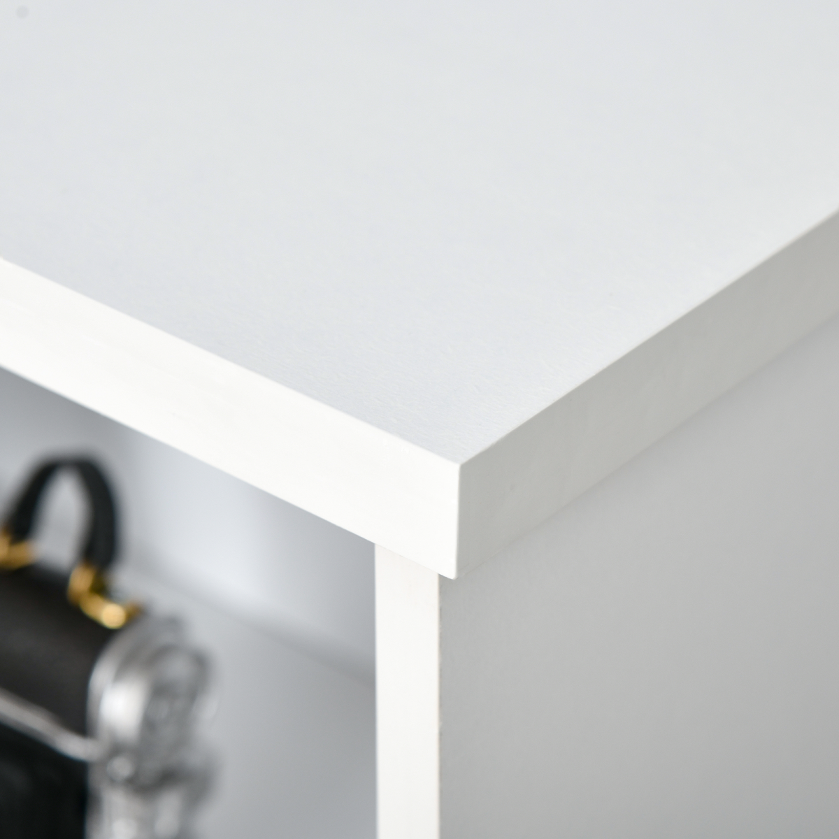 Modern 4-Compartment Low Bookcase with Adjustable Shelves and Anti-Tipping Straps – Cube Display Unit, White