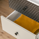 Geometric Print 5-Drawer Wooden Chest of Drawers with Anti-Tip Fitting – Bedroom Storage