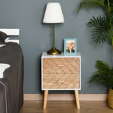 HOMCOM Nordic-Style 2-Drawer Wooden Bedside Table with Tapered Legs – Scandi Bedroom Storage