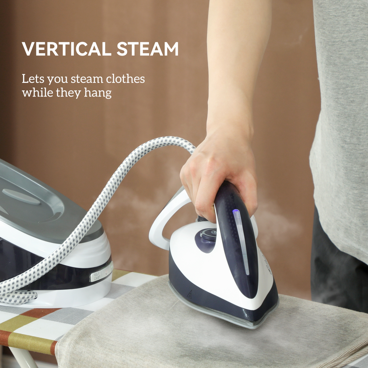 2600W Steam Generator Iron with 1.5L Water Tank & Ceramic Soleplate – Anti-Calc Steam Station, Blue