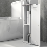 kleankin Slim Toilet Roll Storage Unit with Cupboard and Adjustable Shelf – Louvered Door Bathroom Cabinet, White