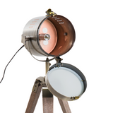 HOMCOM Industrial Tripod Lamp – Wood & Bronze