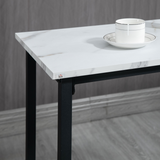 HOMCOM 3 Piece Bar Table Set for 2 with Stools & Footrests, Steel Frame – Kitchen Breakfast Bar Set, White