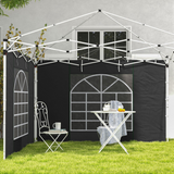 Outsunny 3x3m / 3x6m Pop Up Gazebo Side Panels, 2-Pack with Windows & Zipped Doors – Replacement Set, Black