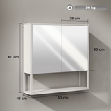 Wall Mounted Bathroom Mirror Cabinet with Soft-Close Doors & Adjustable Shelf – Storage Cupboard, White