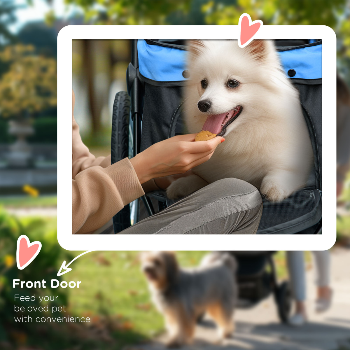 PawHut 3 Wheel Foldable Pet Stroller with Canopy & Mesh Windows – Dog Pram for Small Dogs, Blue
