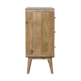 Artisan Furniture Solid Mango Wood Curved Chest of 3 Drawers with Nordic Legs – Oak-ish Finish, Light Brown