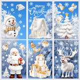 Nepfaivy Reusable Christmas Window Stickers, 190 Pcs – Double-Sided Static Window Clings, Snowflake & Reindeer