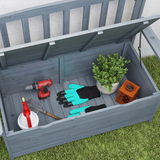 Outsunny 2-Seater Garden Storage Bench with Hidden 164L Compartment – Fir Wood Outdoor Seat, Dark Grey