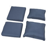 Outsunny 6-Piece Padded Rattan Garden Set with 3-Seater Sofa, 2 Reclining Armchairs, Footstools & Table, Blue