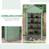 Outsunny 5-Tier Widened Mini Greenhouse with Roll-Up Zipped Door & UV-Resistant Cover – 90 x 49 x 193cm, Green