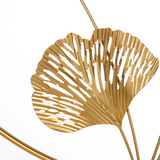 HOMCOM Gold Ginkgo Leaves Metal Wall Art – 3D Hanging Sculpture, Modern Wall Decor