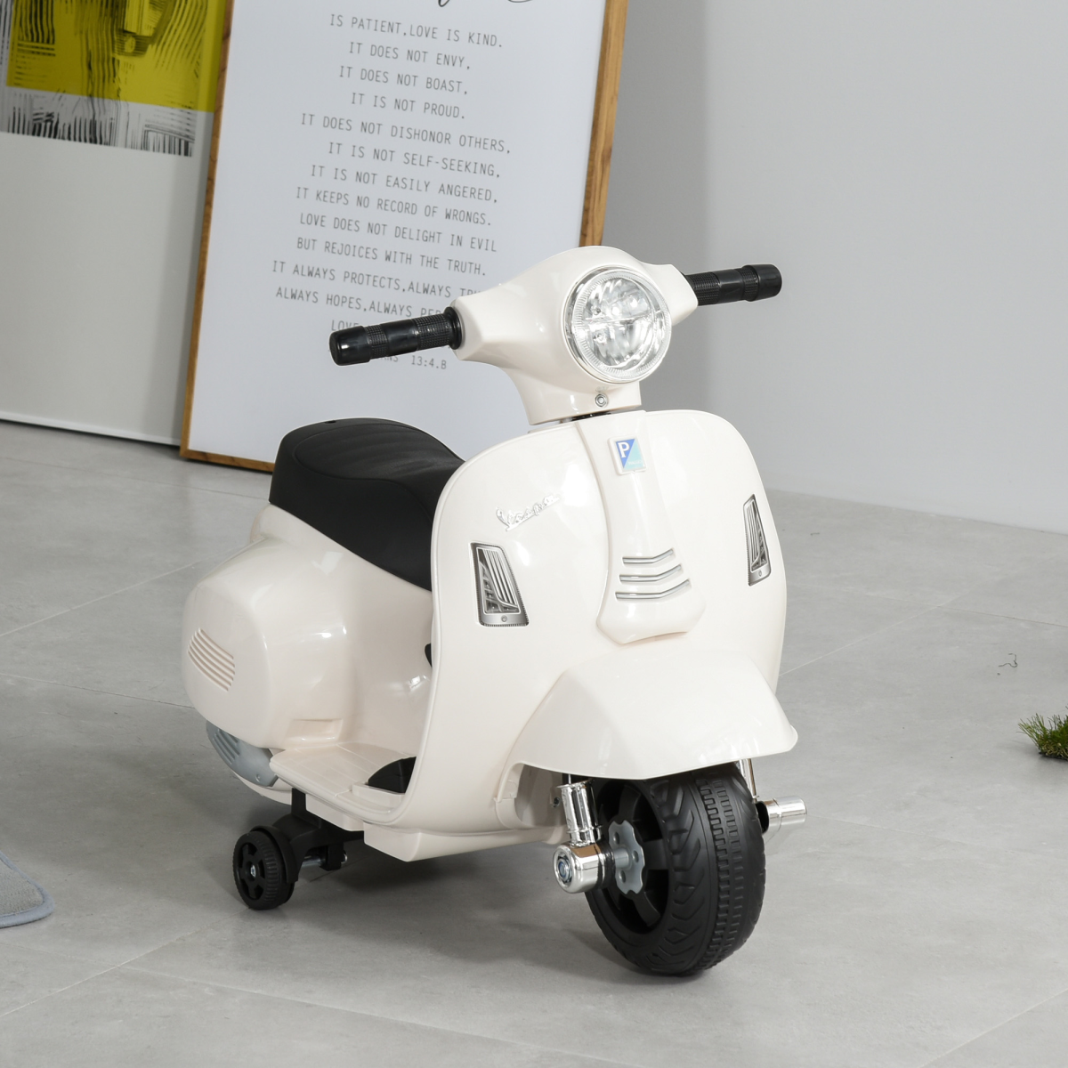 Vespa Licensed Kids Ride-On Motorcycle with Headlight and Horn – 6V Battery Toy, Ages 18-36 Months