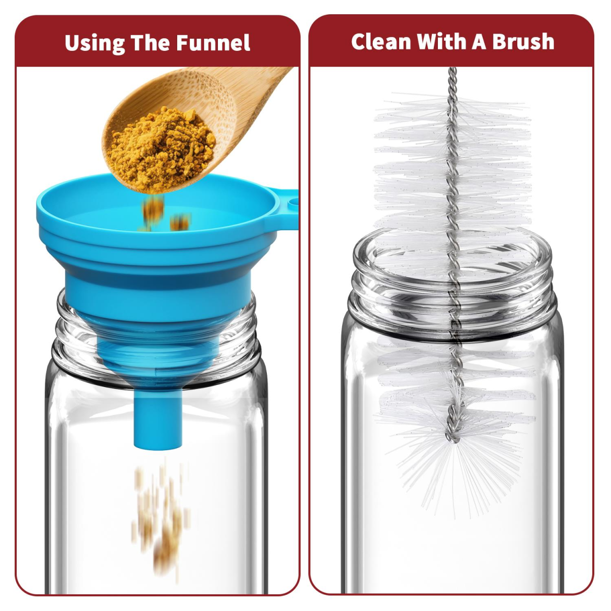 VINSANI 25-Piece Glass Spice Jar Set with Airtight Lids – Reusable Kitchen Storage Jars