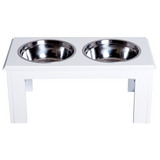 Pawhut Raised Pet Feeder with Double Stainless Steel Bowls – Elevated Food & Water Stand, White