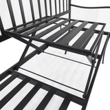 Outsunny Metal 2-Seater Garden Bench with Lift-Up Middle Table – Slatted Patio Seating for Park and Garden