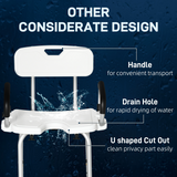 HOMCOM Adjustable Shower Stool with Back, Padded Arms and Suction Foot Pads – Bath Seat for Elderly