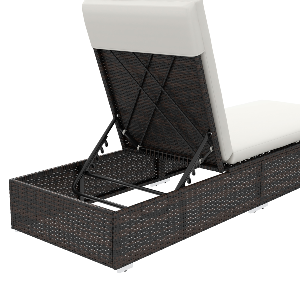 Outsunny Rattan Sun Loungers Set of 2 with 5-Position Backrest & Padded Seats – Garden Recliners, Brown
