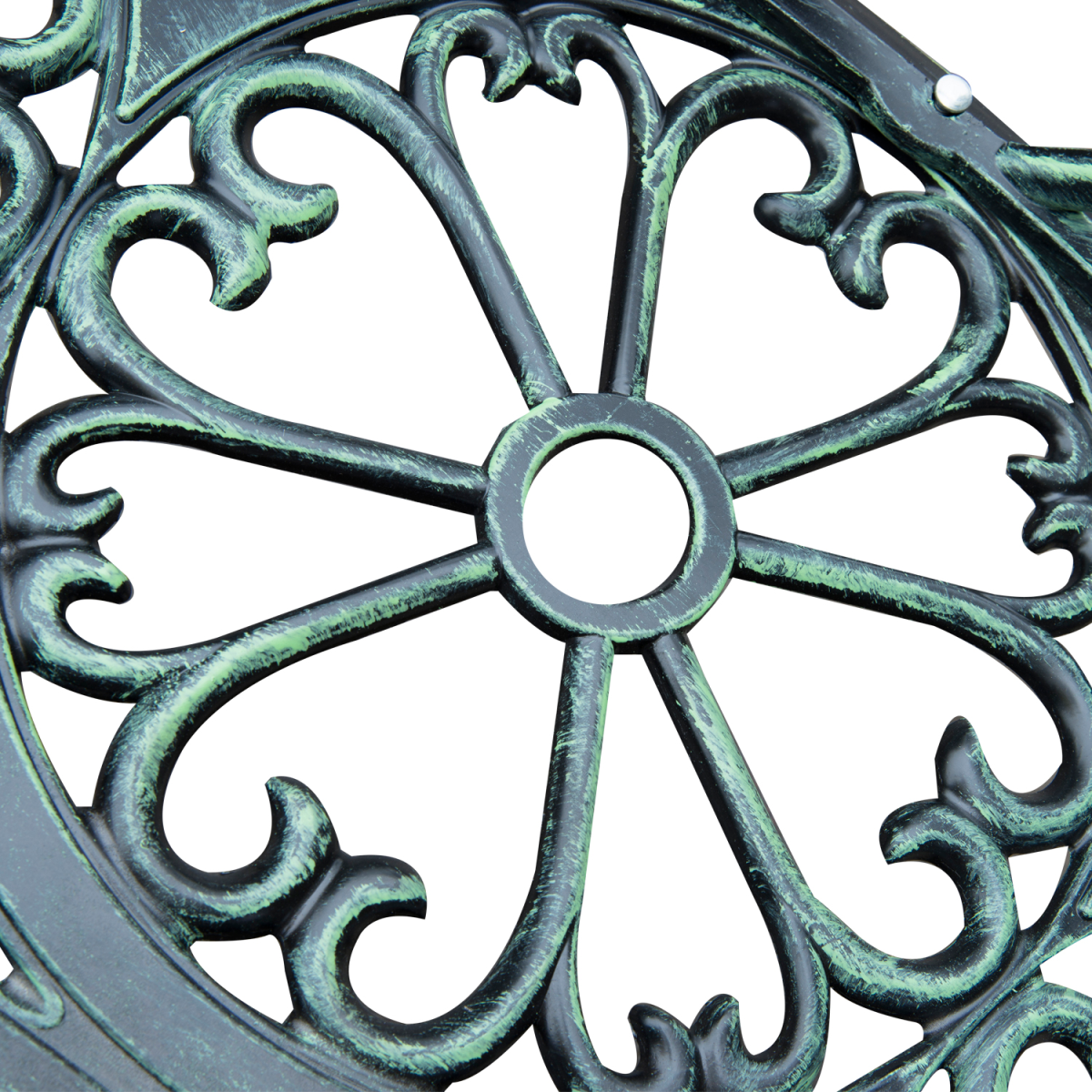 Outsunny Cast Aluminium Garden Bench with Rose Pattern & Curved Seat – Antique Verdigris Patio Chair