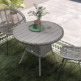 Outsunny Rattan Outdoor Dining Table for 4 with Wood-Plastic Composite Top – Patio Garden Furniture, Grey