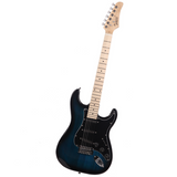 Glarry GST Electric Guitar Kit with Black Pickguard, Basswood Body & Maple Neck – Beginner Set, Dark Blue
