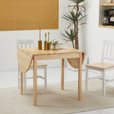 HOMCOM Expandable Pinewood Drop Leaf Dining Table for 4–6 – Natural Finish