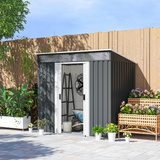 Metal Garden Shed with Lockable Sliding Doors, Windows & Foundation Kit – Bike & Tool Store, Charcoal Grey