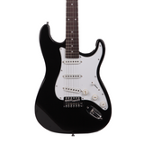 Glarry GST Electric Guitar with Rosewood Fingerboard, Tremolo Bar & Accessories – 22 Frets, Black & White