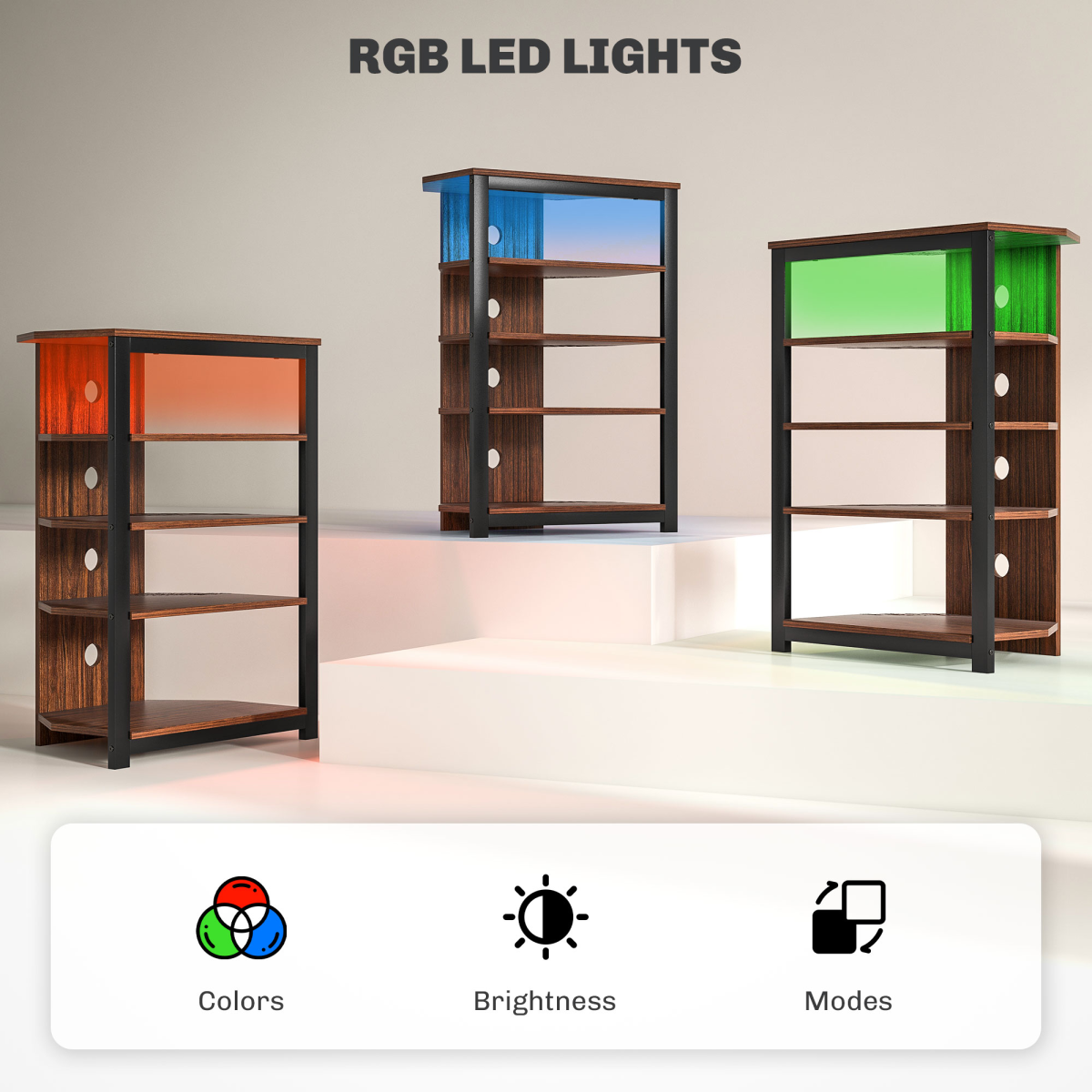HOMCOM Corner TV Stand with RGB LED Lights and 4-Tier Open Shelves – Compact TV Unit for TVs up to 29 Inches