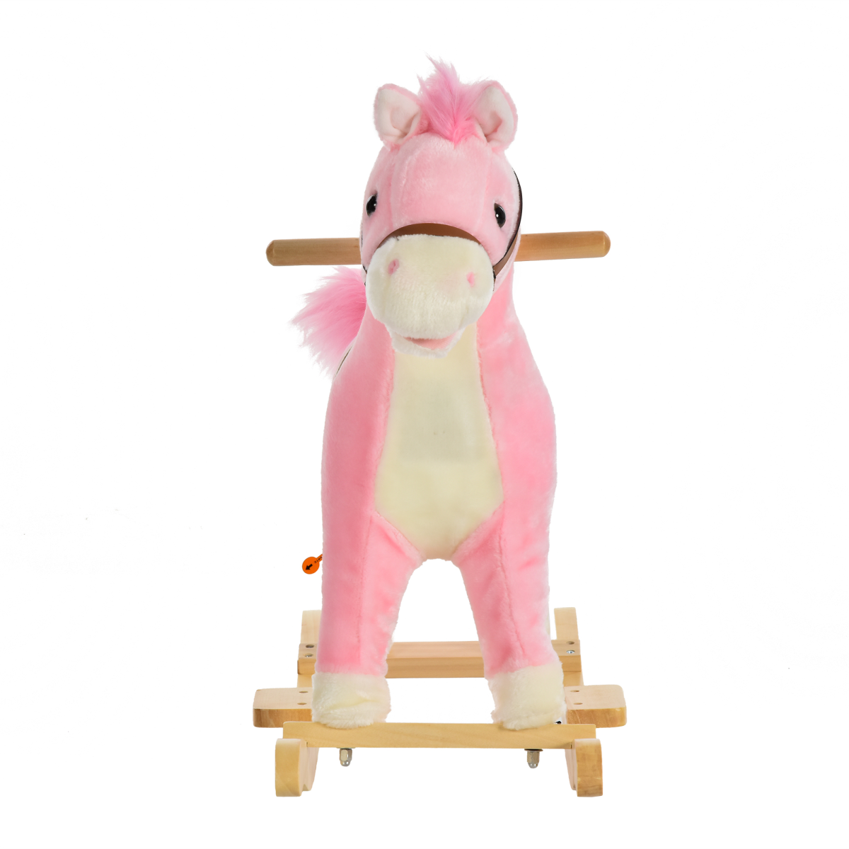 HOMCOM Plush Rocking Horse with Moving Mouth, Wagging Tail & Sounds – Toddler Ride-On, 36-72 Months, Pink