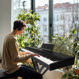 GPPD01-203 88 Key Digital Piano with Metal Stand, Bluetooth MIDI and Triple Pedals – Beginner Keyboard, Black