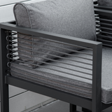 Outsunny 8-Seater Garden Dining Cube Set with Glass Table, 4 Armchairs & 4 Footstools – Cushioned, Grey