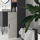 kleankin Tall Slim Bathroom Cabinet with Soft Close Doors – Geometric Panel Storage Unit