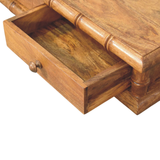 Artisan Furniture Solid Wood Bamboo Wall-Mounted Console, 2 Drawers – Amber Oak Floating Hallway Table, Brown