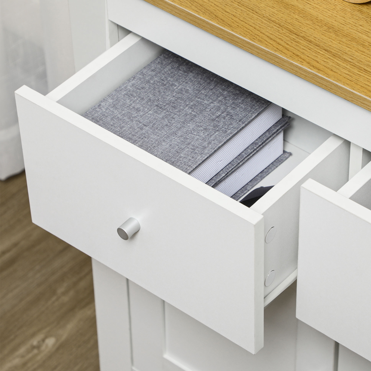 HOMCOM Freestanding Sideboard Kitchen Cupboard with Drawers & Cabinet – Large Tabletop Storage