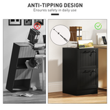 HOMCOM 2 Drawer File Cabinet with Lock and Adjustable Hanging Bars – A4 and Letter Document Storage, Black